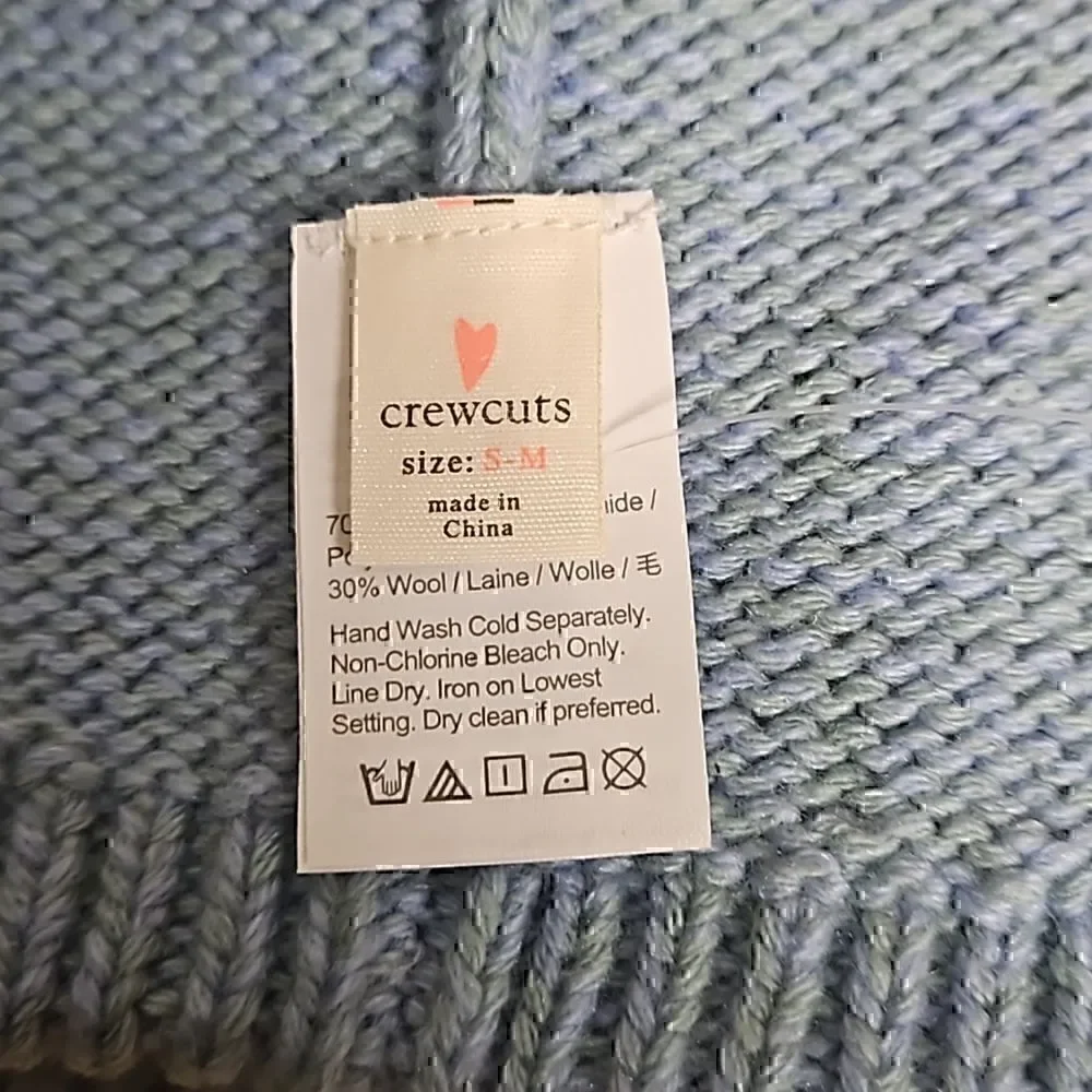 J. Crew Beanie Knit Winter Hat Cap Blue Pale Seascape Girls NWT